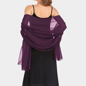 Purple Chiffon Scarf 68 Inches Long Style Shawl Plain Simple Casual